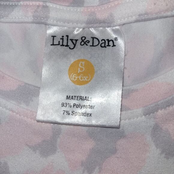 Lily & Dan girls small 6/6x pink white leopard print short sleeve tee shirt - Picture 2 of 2
